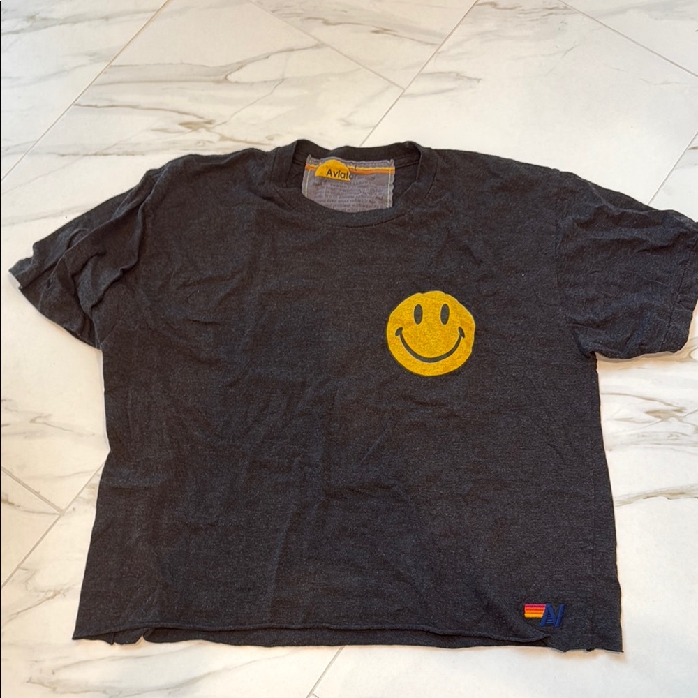 Gray T-Shirt with Yellow Smiley Face
